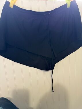 Black Layered Swim Skirt with 1X Drawstring time and tru